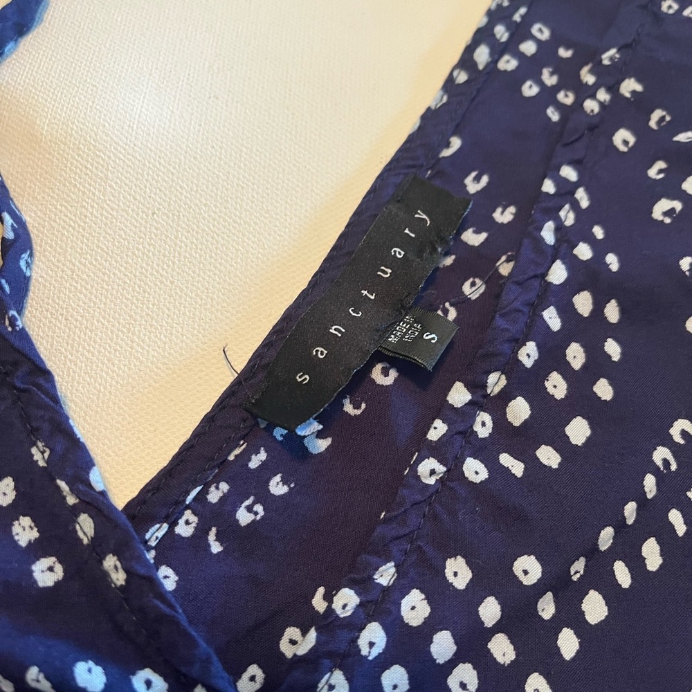 Sanctuary Women's Navy and White Geometric Romper Tie-Back Small - Picture 3 of 14
